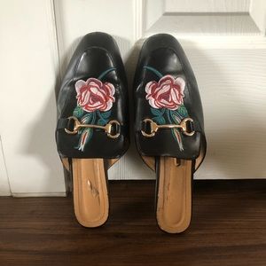 Embroidered Slip on Mules